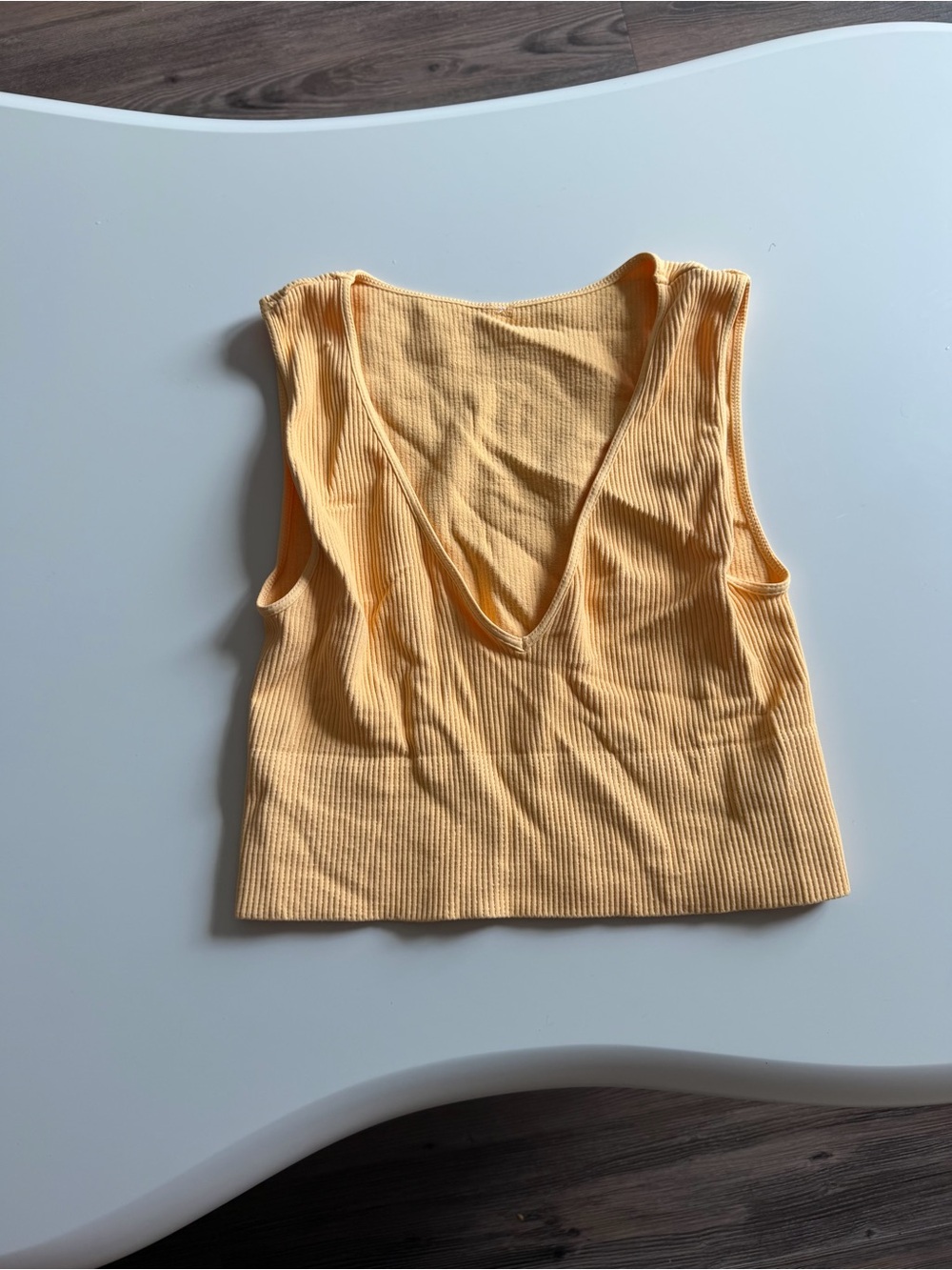 Nikibiki Ribbed V-Neck Crop Top - Light Yellow